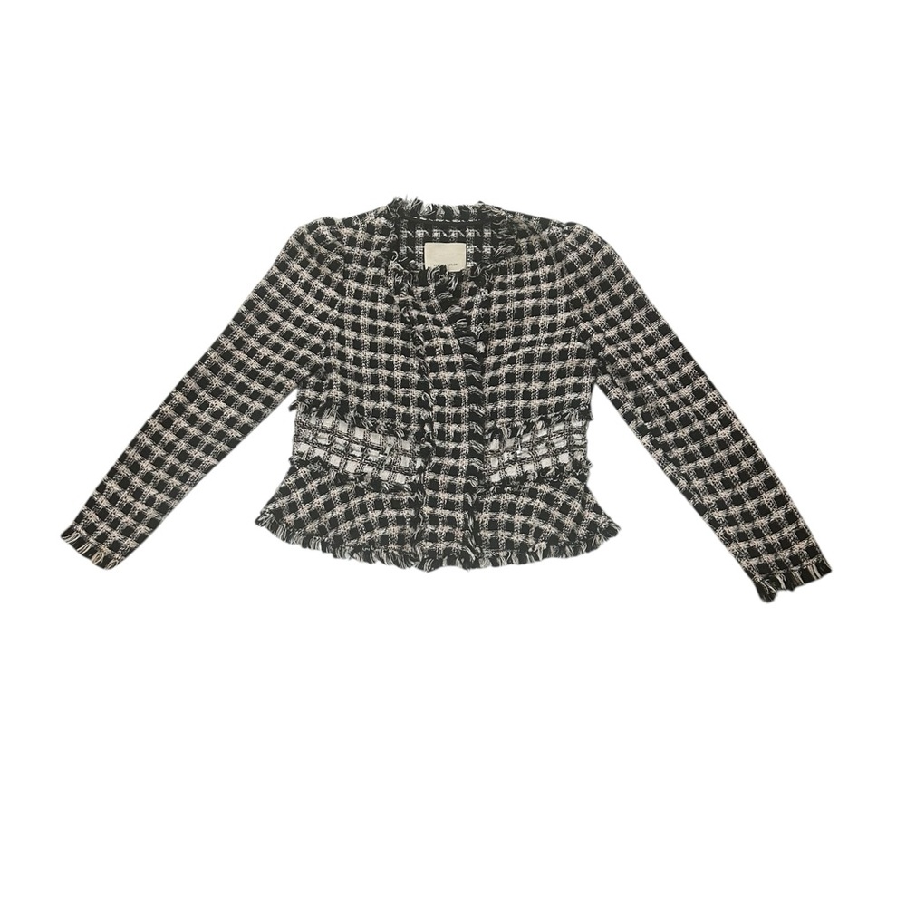 Rebecca Taylor Black and White Tweed Peplum Blazer